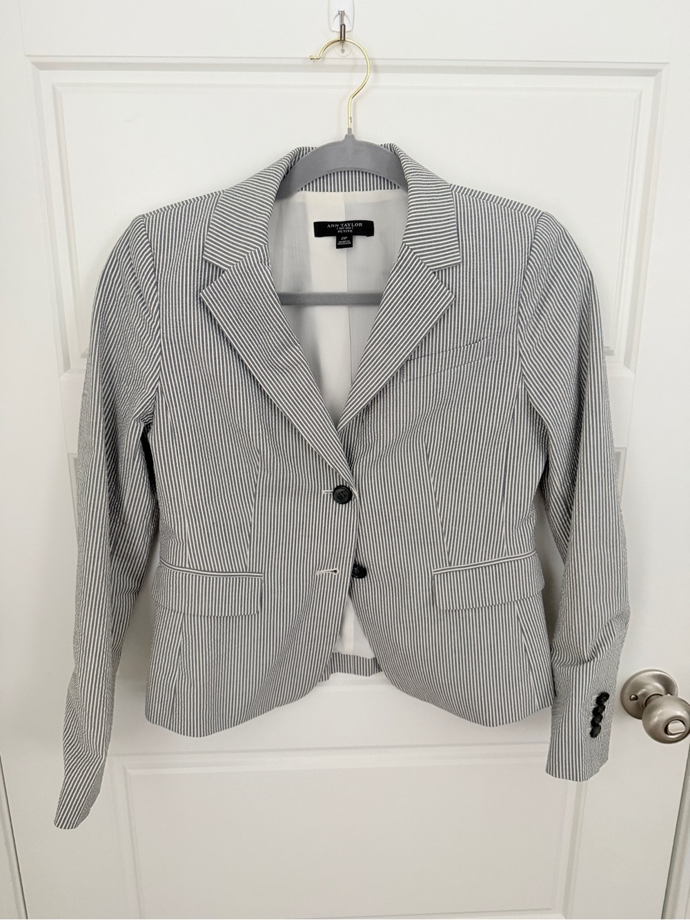 Ann Taylor Black and White Pinstripe Tailored Blazer